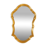 Golden wooden mirror in Louis XV Rococo style 1970
