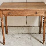 Desk, pine table, turned wooden legs, vintage, 70s