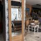 Vintage Art Deco bevelled wardrobe door, solid oak, Azalée.