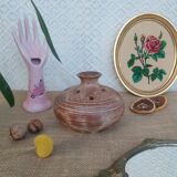 Vase pique flower in sandstone signed Vallauris vintage