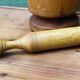 Turned wooden mortar and pestle