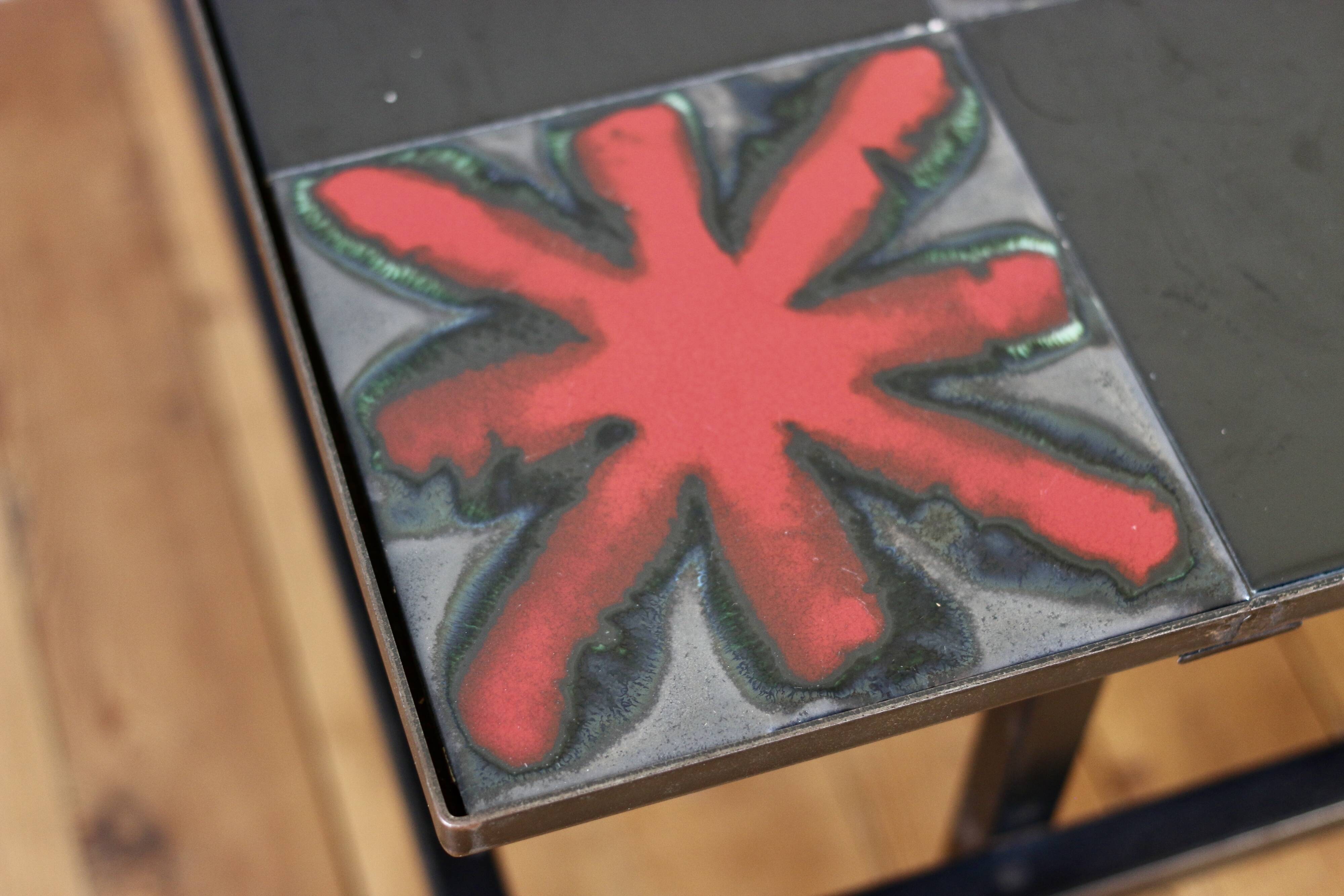 Vintage teak and ceramic coffee table 1960