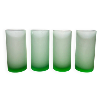 Set of four vintage frosted glass glasses