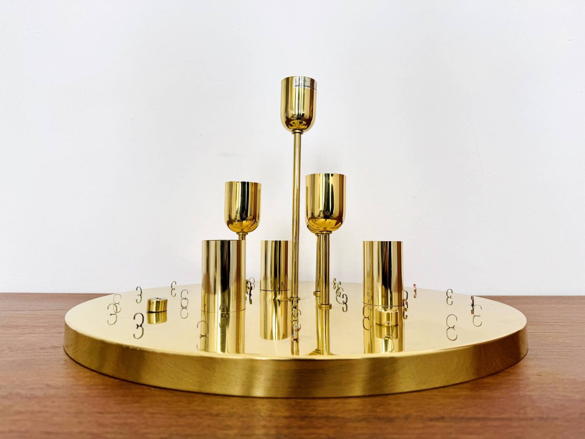 Brass and Smoked Glass Chandelier by Glashütte Limburg