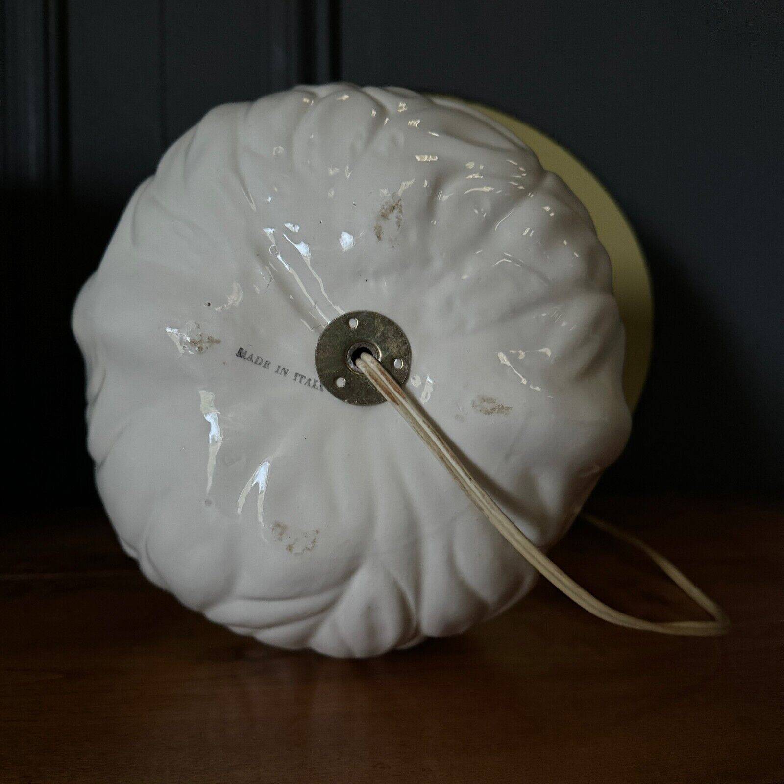 Pair of Italian ceramic lamps 1980 white walnut shape