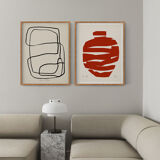 Framed set of two abstract giclee prints, 50x70