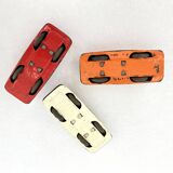 3 old small tin circuit cars with lead wheels • Vintage • 1960s