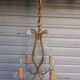 Old 4-light cage chandelier with crystal pendants