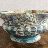 Planter blue enamelled cast late XIX early XX