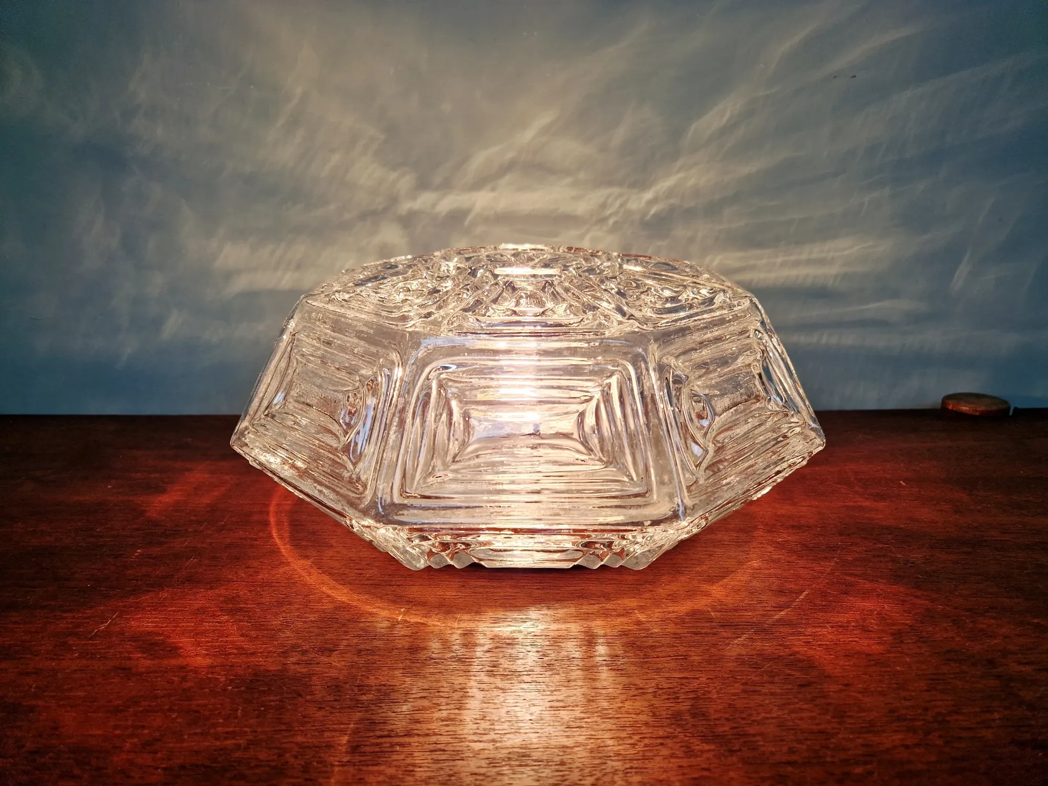 Vintage textured glass ceiling light, geometric patterns, Wila, 1970.