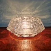Vintage textured glass ceiling light, geometric patterns, Wila, 1970.