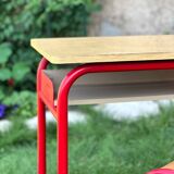 Vintage school table and chair in wood and metal