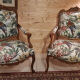 pair of Louis XV style armchairs à la reine