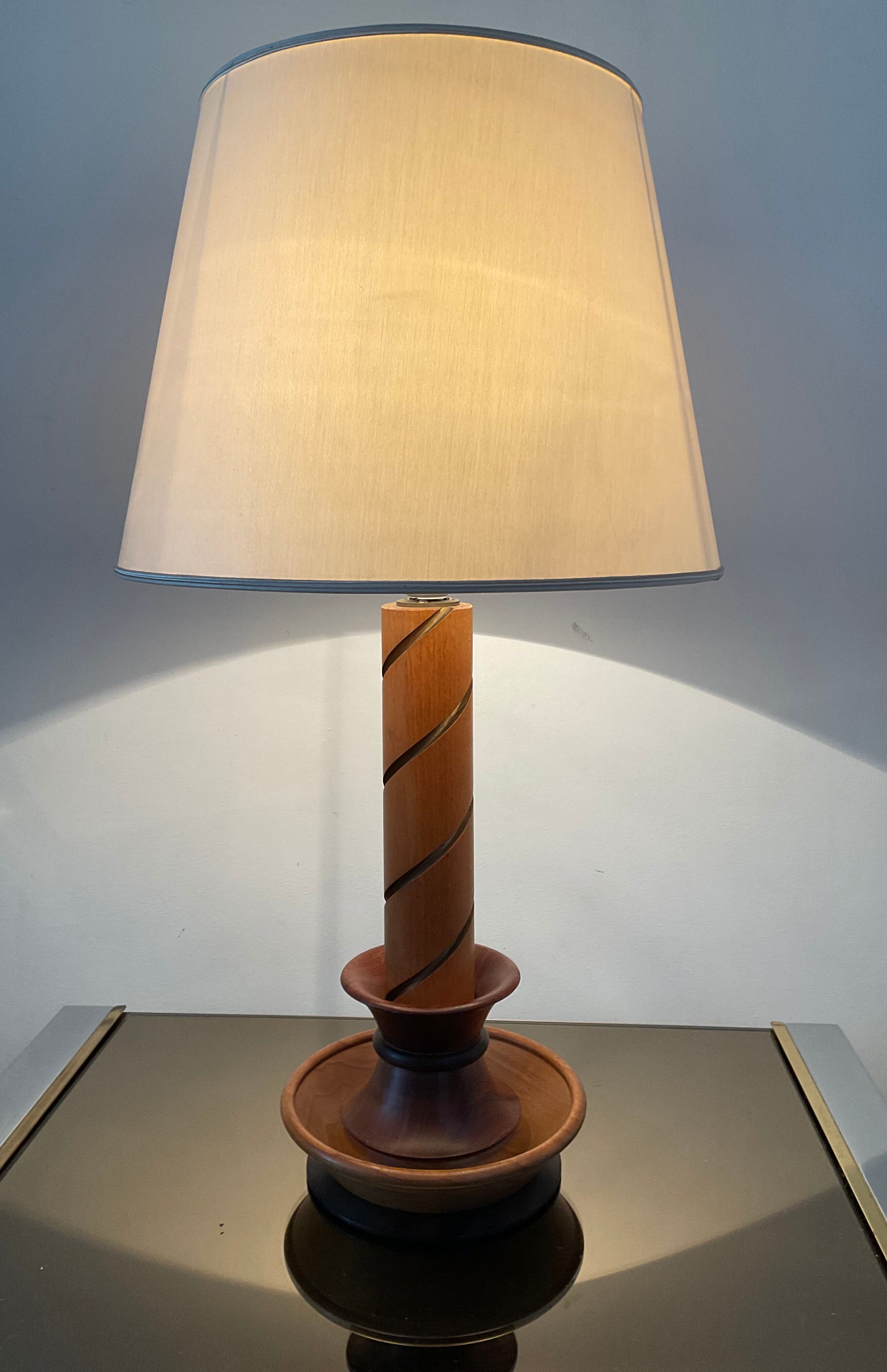Lampe vintage en bois années 60-70