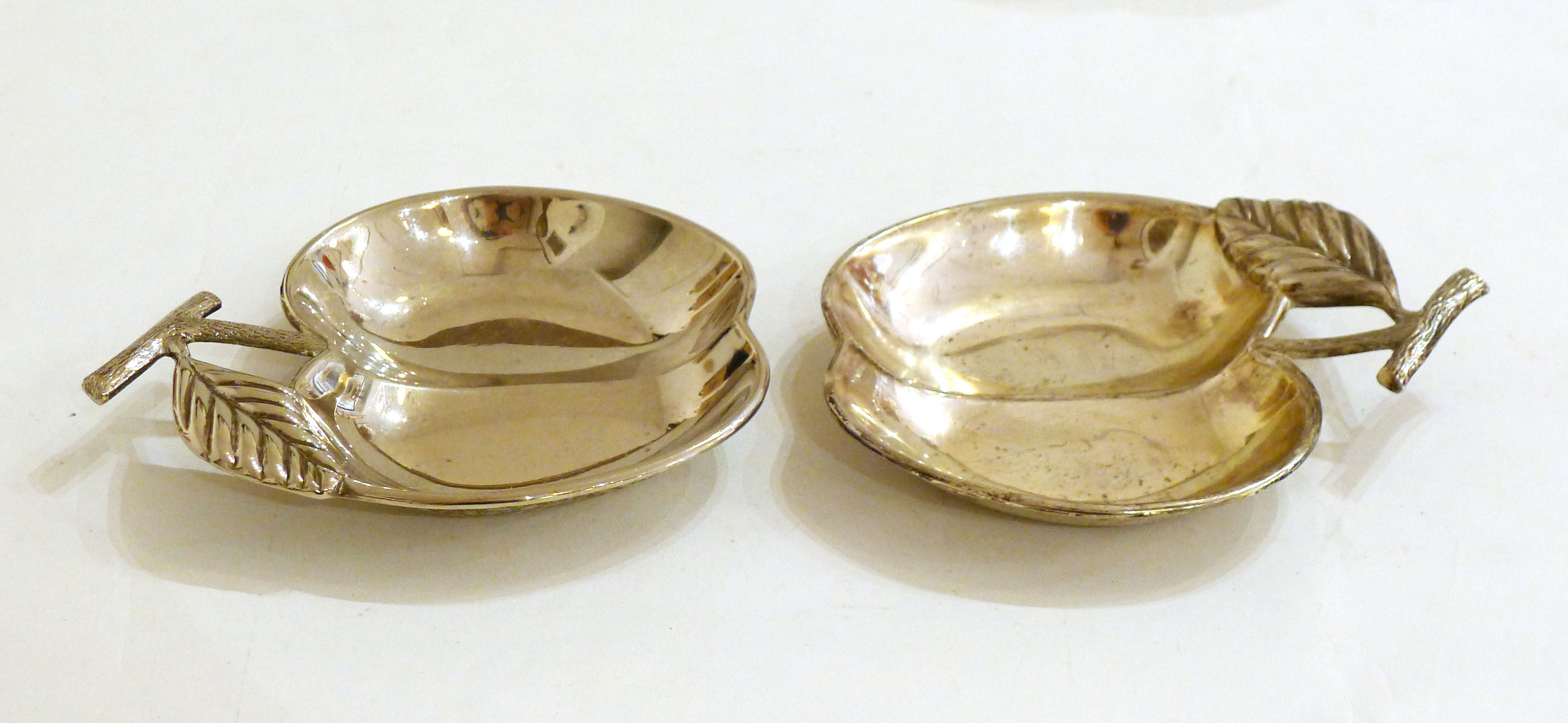 Pair of chrome metal apple cups