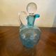 Night carafe in blue tones waffle glass with cabochon early 20th century