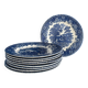 9-piece service of English plates with blue and white country decor