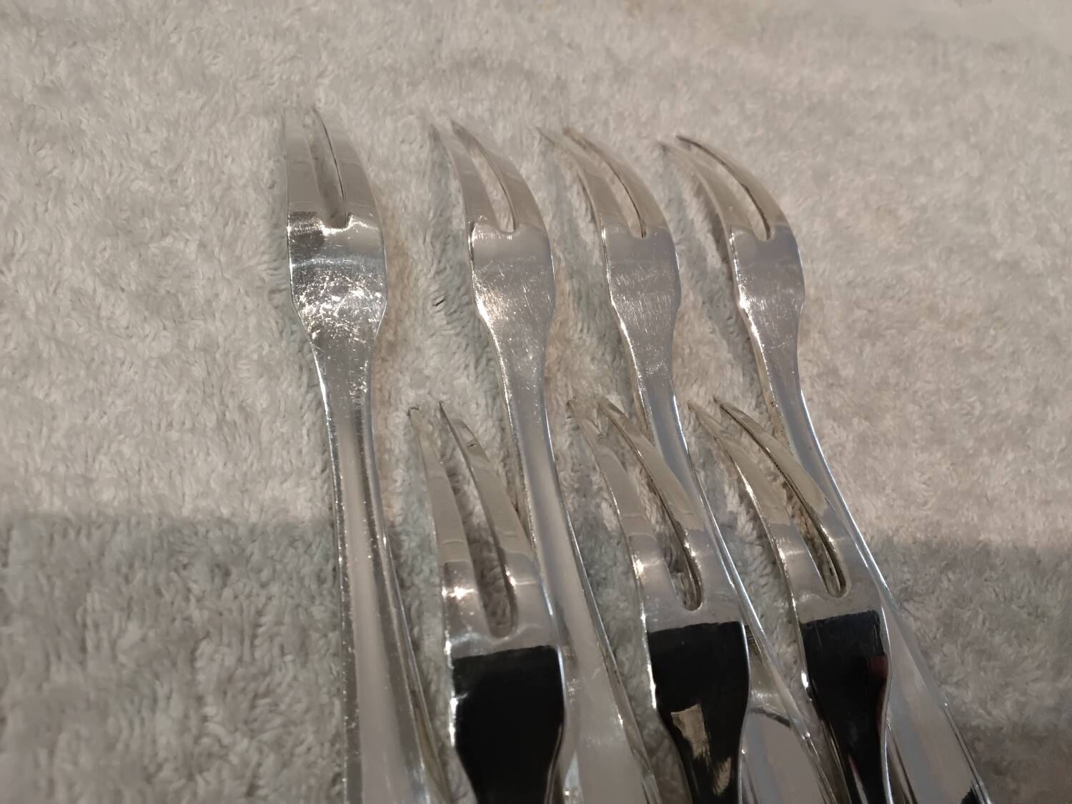 7 silver-plated metal snail forks by silversmith Alfenide, Paris pattern