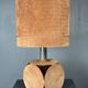 Midcentury XL ( 82 cm ) imposing terracotta suede table lamp. 1970s
