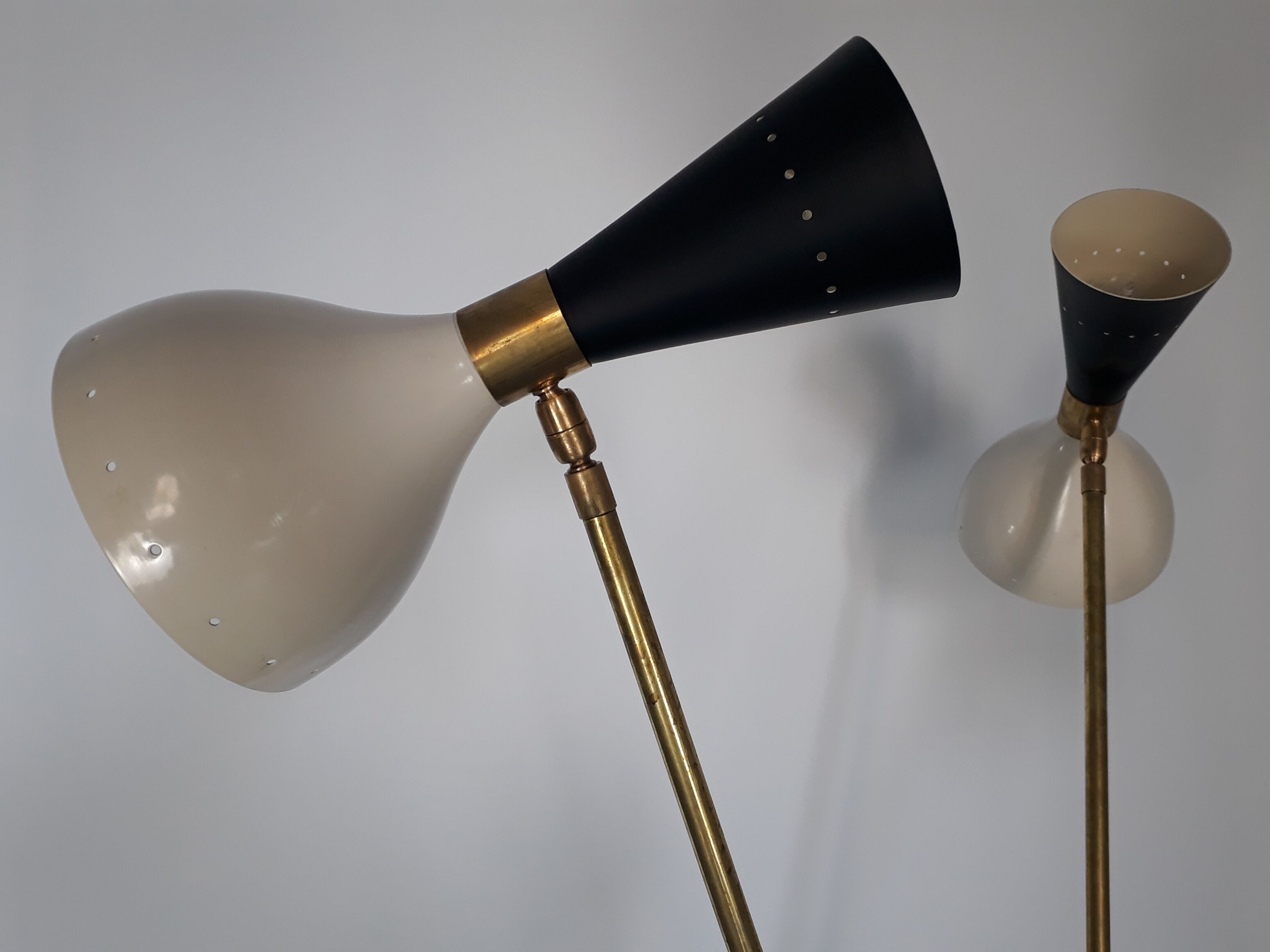 Charleston lamp with 3 two-tone diabolos, Mid-Century 1950s design