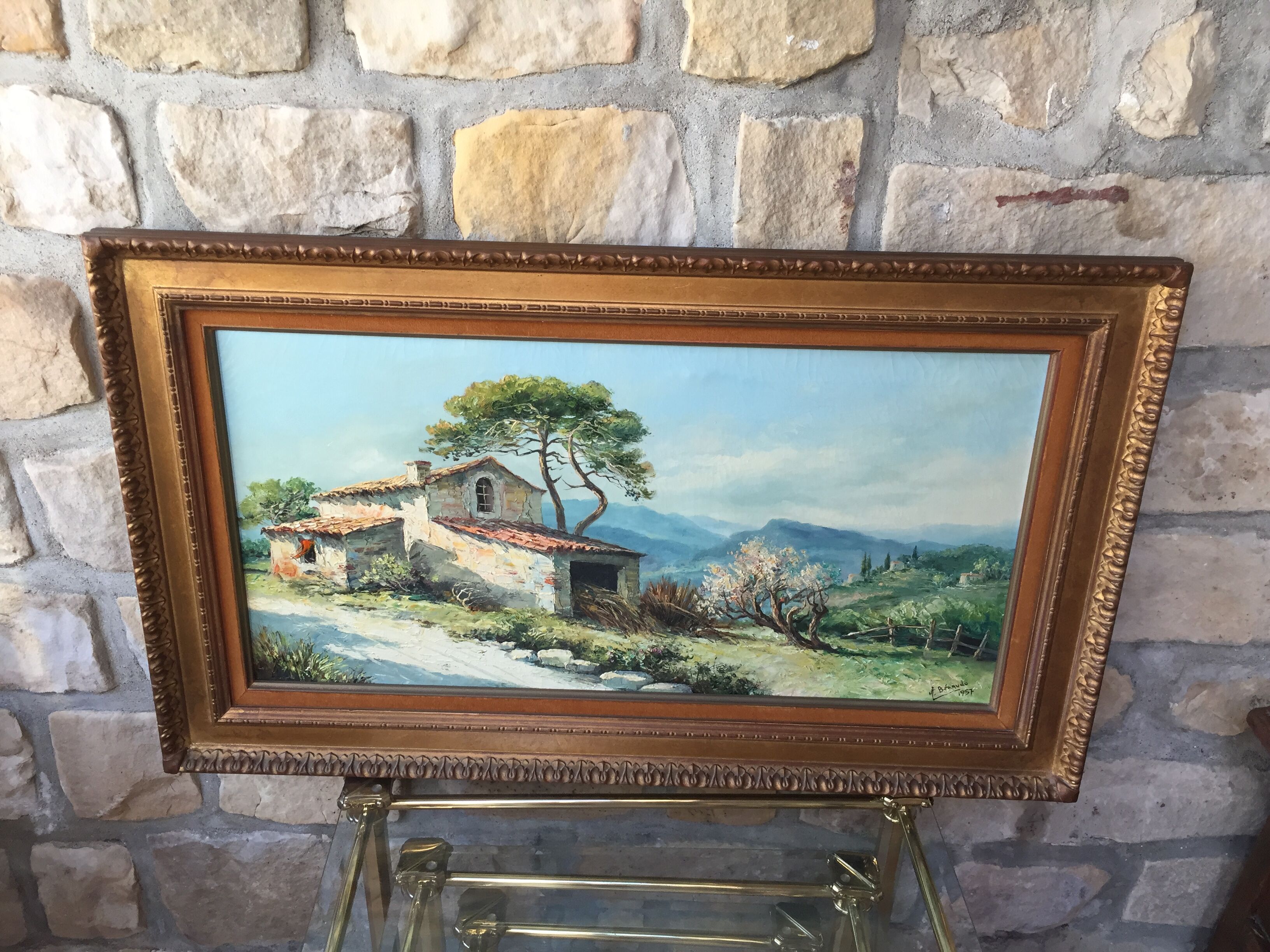 Oil on canvas landscape of mediterranean