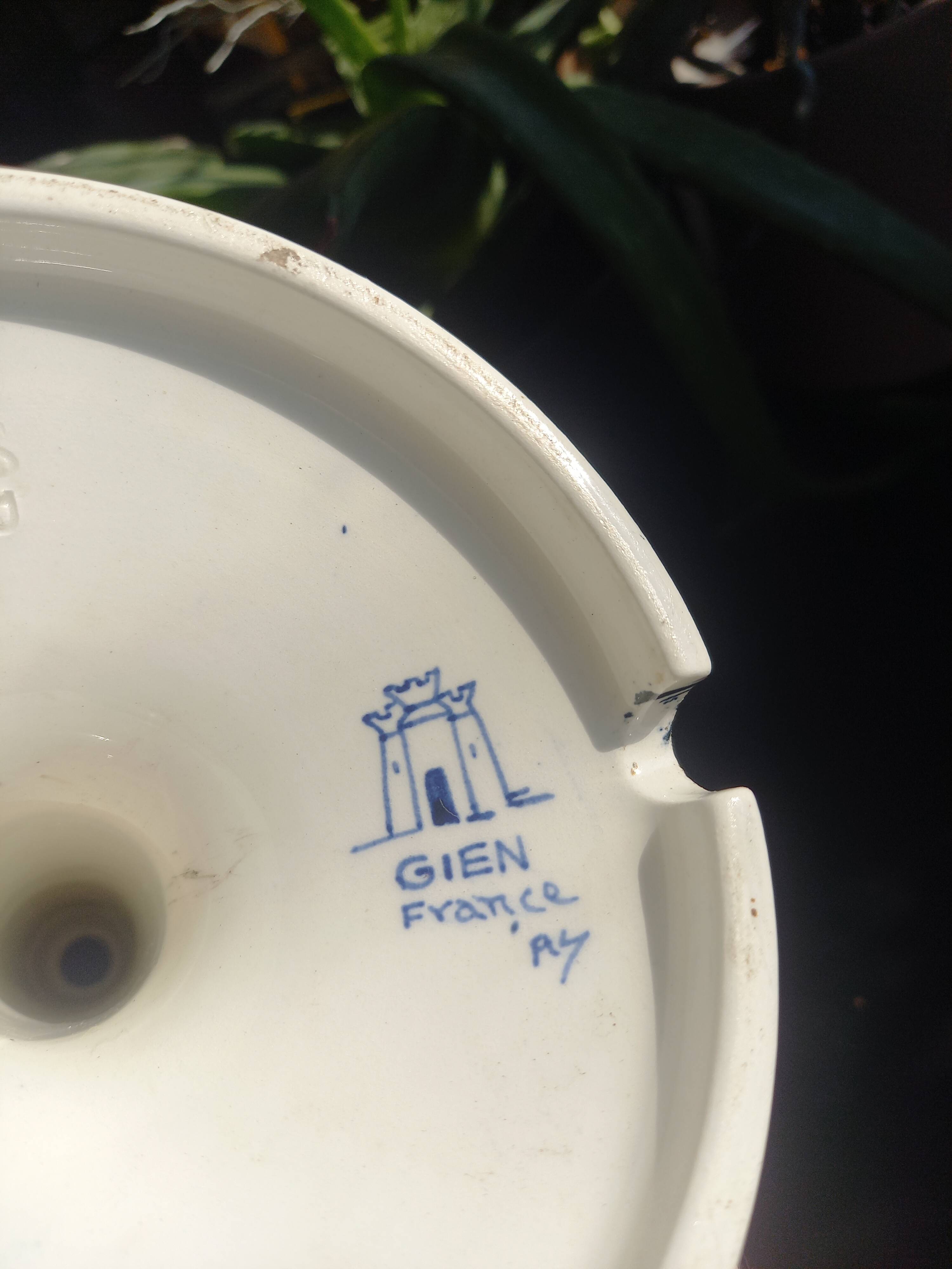 Gien earthenware lamp base, vintage Cachemire model