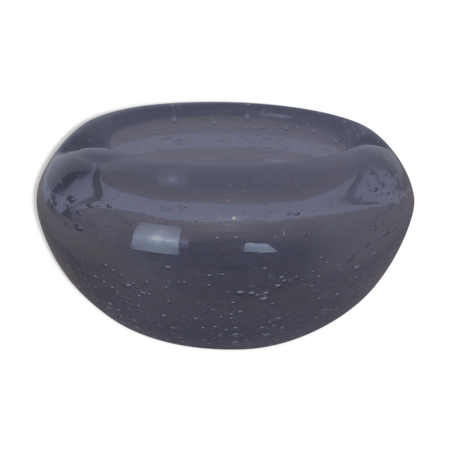 Purple bubbled glass ashtray