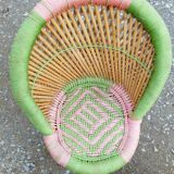 Armchair and stool set in bamboo and braided string