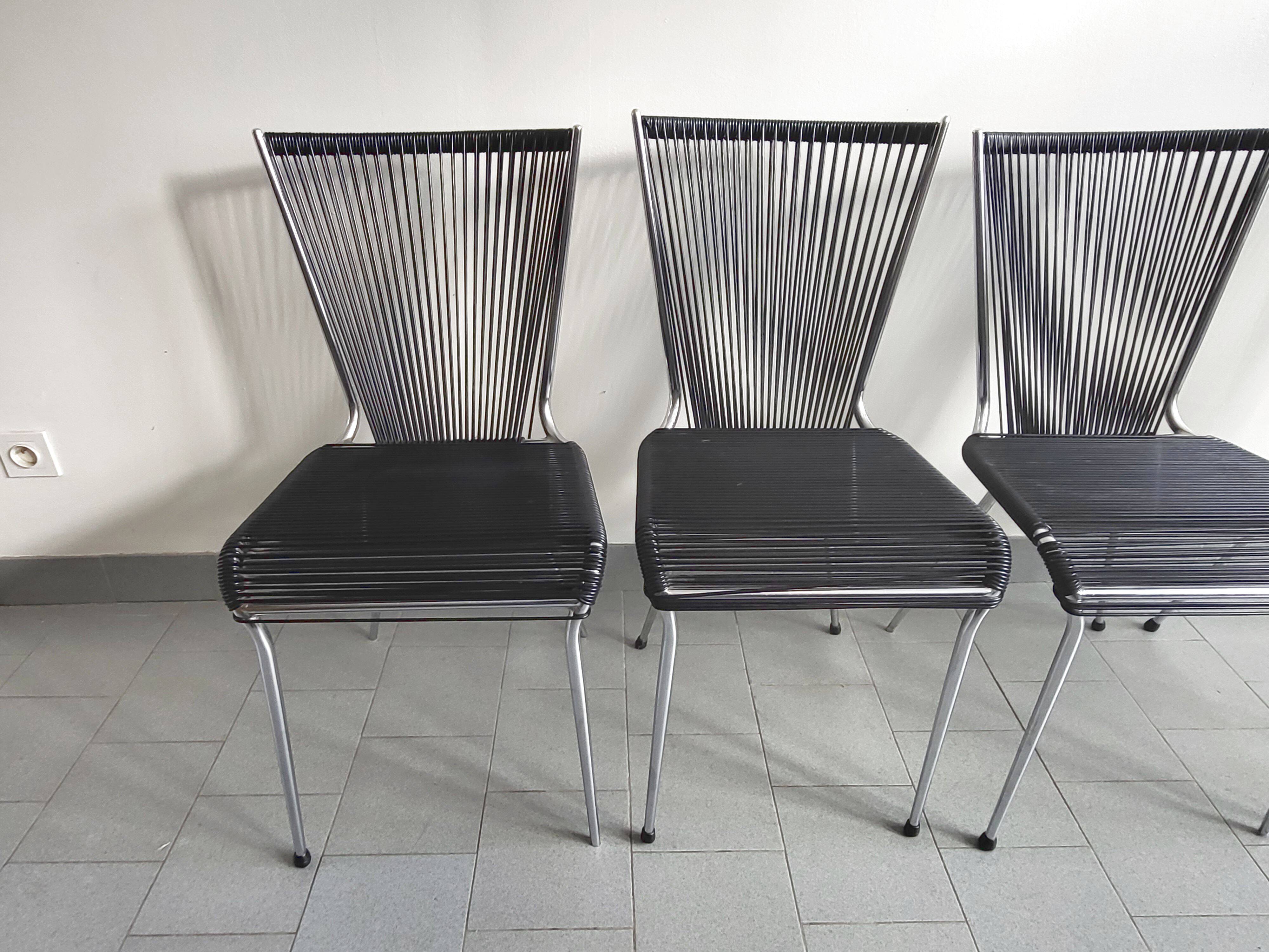 Set of 4 vintage scoubidou chairs 1960