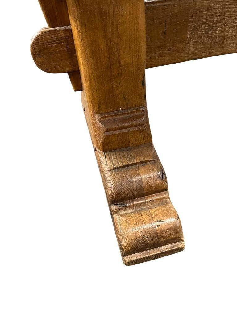 XL vintage brutalist wooden dining table