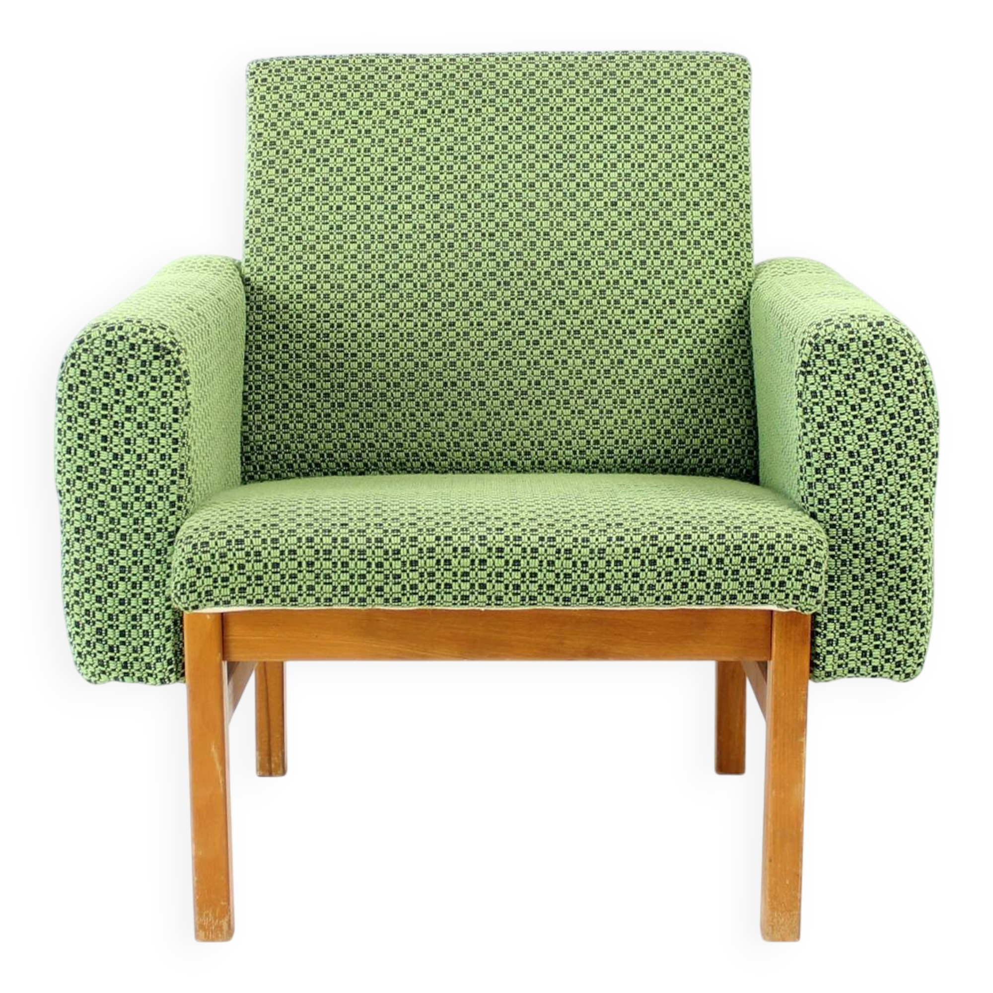 Midcentury Armchair In Fabric & Beech, Czechoslovakia 1960s