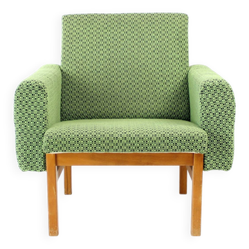 Midcentury Armchair In Fabric & Beech, Czechoslovakia 1960s