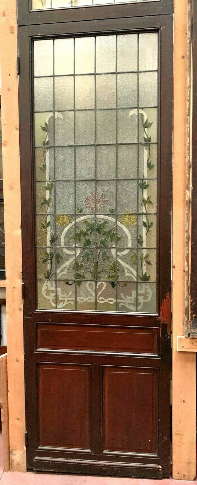 Door and impost in stained glass Art Deco early twentieth century