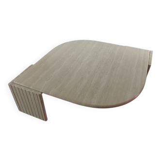 Large travertine coffee table drop shape