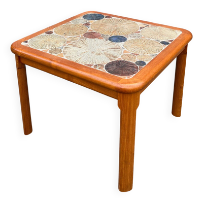 Table basse en teck avec carreaux par Tue Poulsen pour Haslev