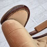 1960s, Scandinavian rocking chair, furniture velour, dark beech wood.