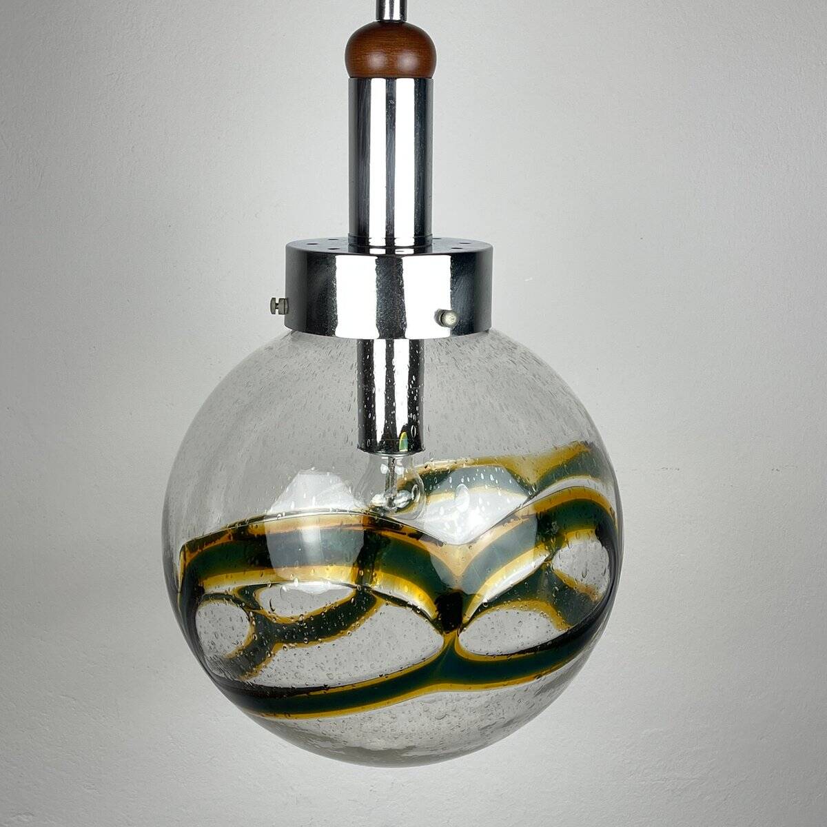 Large vintage swirling Murano glass pendant light, 1970s
