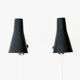 Blue metal cone shaped wall sconces pair by Asea - Sweden 1950s