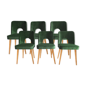 Chaises par Lesniewski pour Slupskie Fabryki Mebli, 1962, Set de 6 green Vel