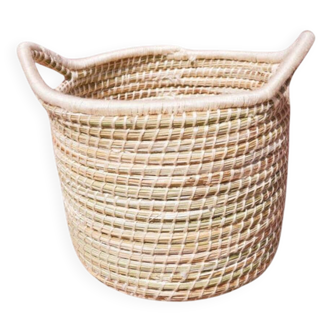 Panier en feuille de palmier naturel, Panier de rangement tressé à la main