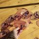 Rare amethyst blown glass cream service tripod - 13 pieces - Condition
