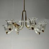 Venetian Murano Glass and Brass Chandelier Circa 1950