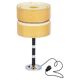 Lampe de table tchèque Art Déco en acier chromé, hêtre et parchemin, années 1940