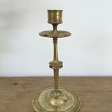 Chiseled brass candle holder