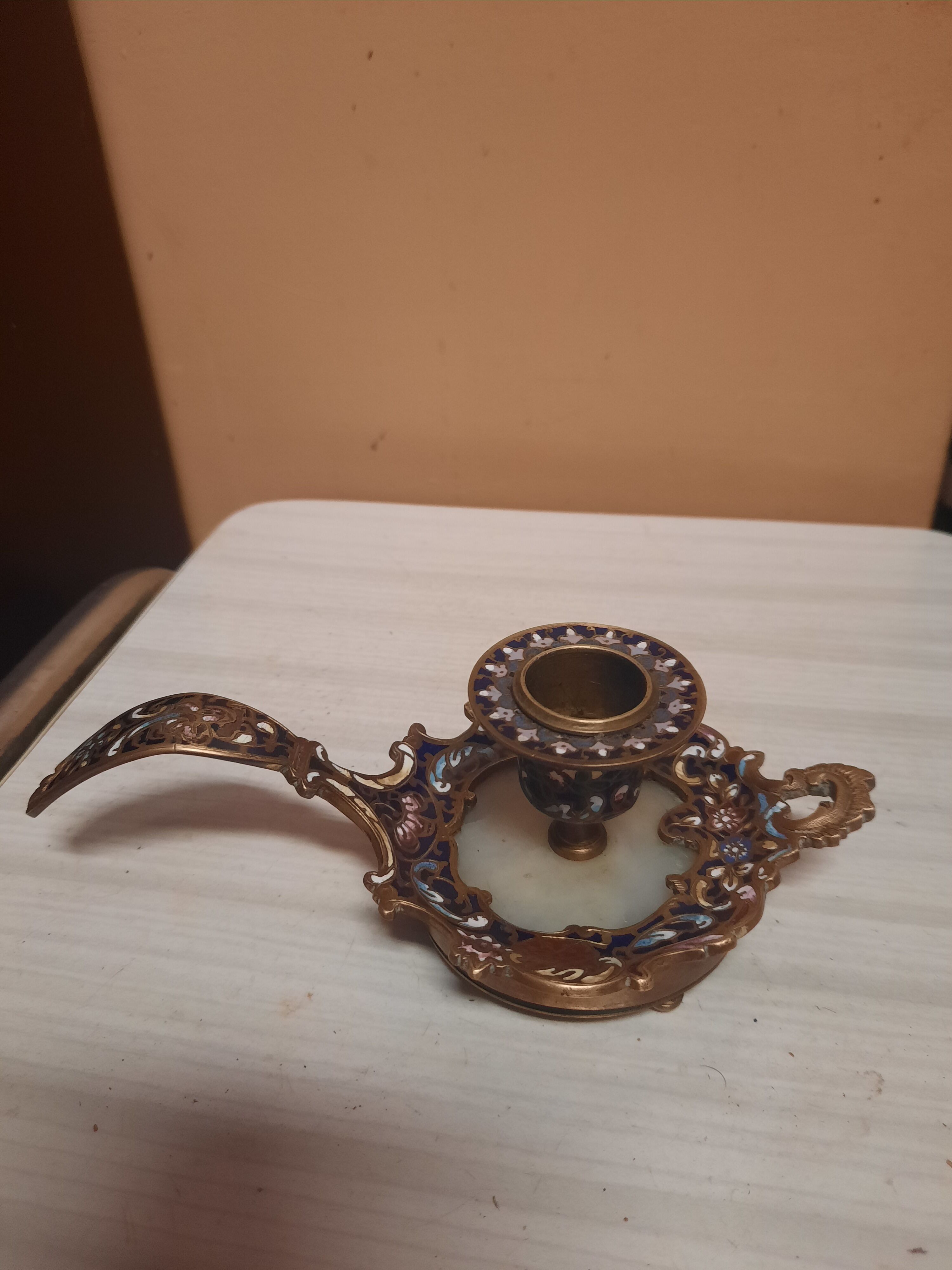 Antique bronze candle holder