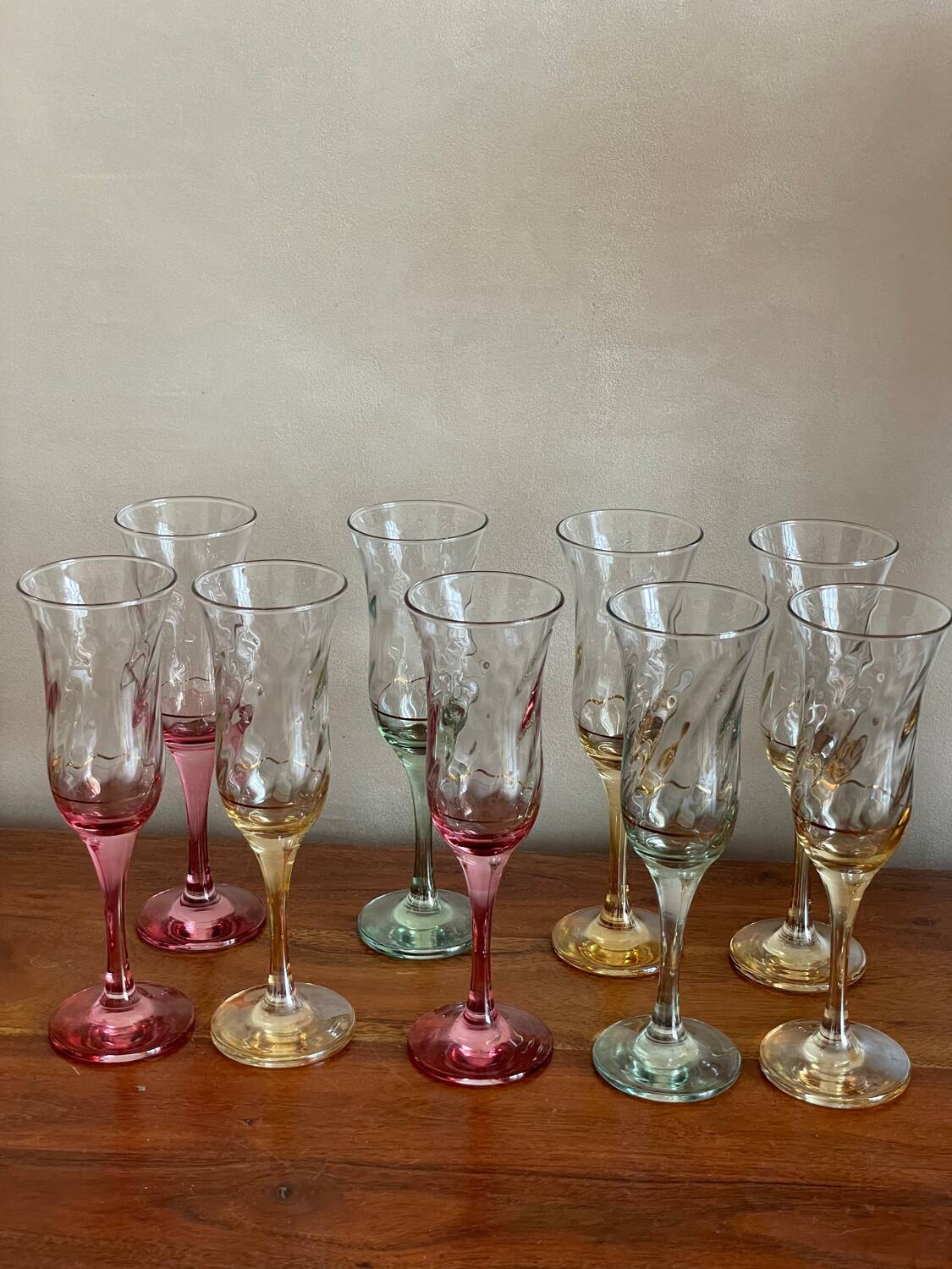 Colorful champagne flutes