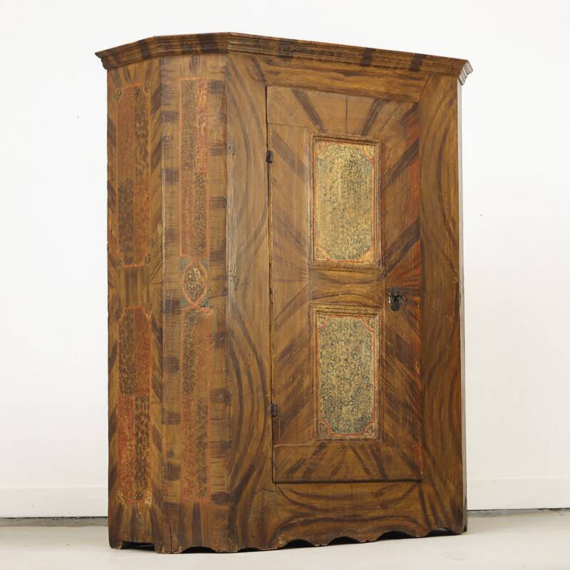 Painted Folk Art Bridal Cupboard