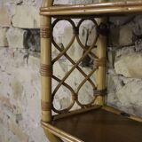 70s rattan wall shelf
