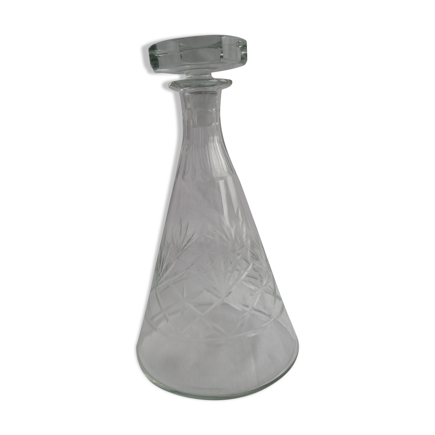 Carved blown glass decanter