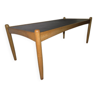 Mid century slate and solid oak coffee table by Eric Merthen, Sweden 1960s